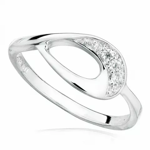 Enkel dråbe hvid ring i rhodineret sølv