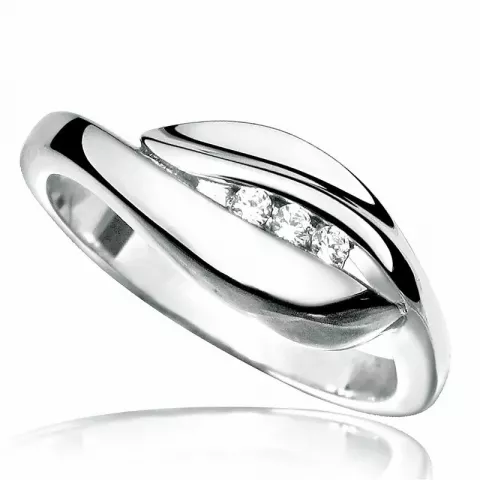 hvid zirkon ring i rhodineret sølv