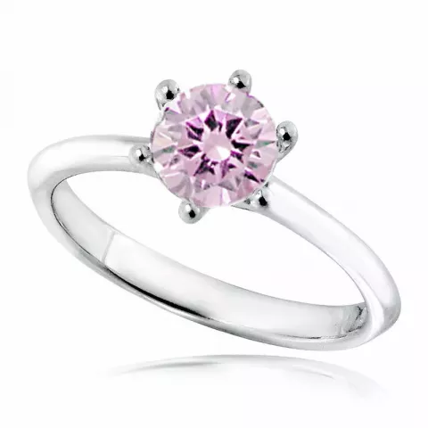Pink ring i rhodineret sølv