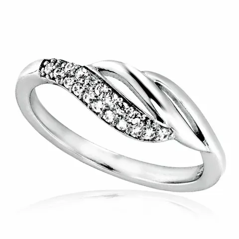 Enkel hvid zirkon ring i rhodineret sølv