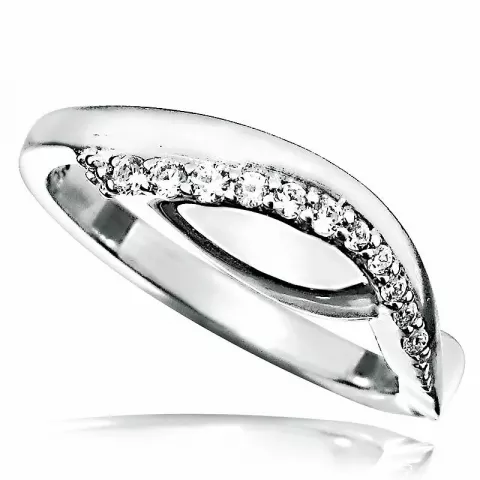 Elegant abstrakt hvid zirkon ring i rhodineret sølv