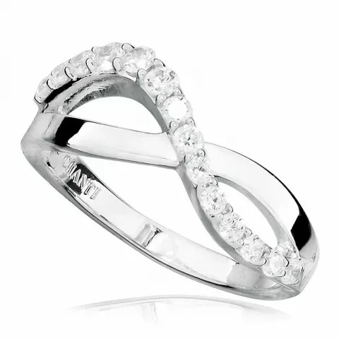 Infinity hvid zirkon ring i rhodineret sølv