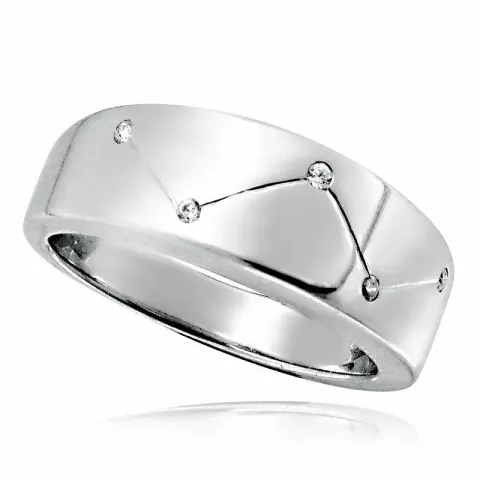 struktureret hvid zirkon ring i rhodineret sølv