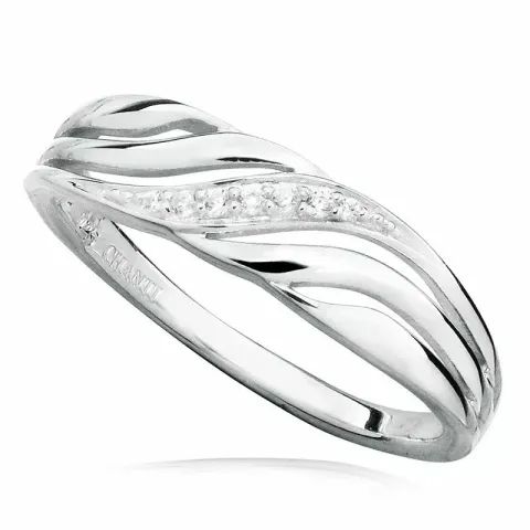 Elegant hvid zirkon ring i rhodineret sølv