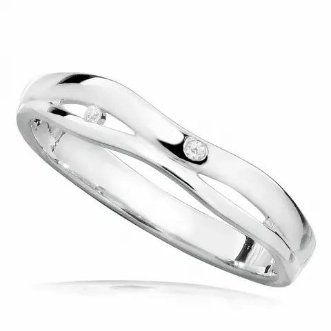 hvid zirkon ring i rhodineret sølv