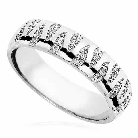 struktureret hvid zirkon ring i rhodineret sølv