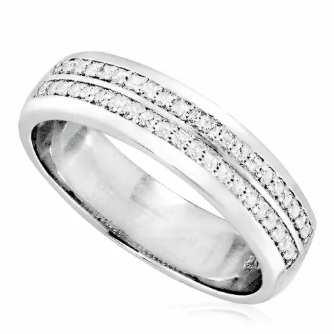 Enkel hvid zirkon ring i rhodineret sølv