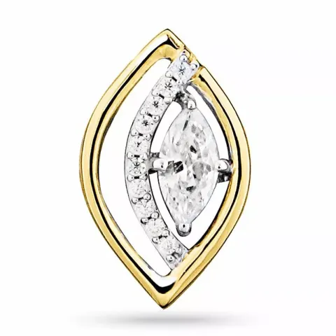 blad vedhæng i forgyldt sølv