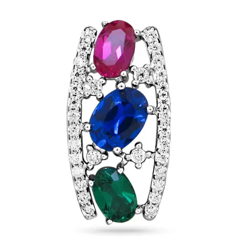 multifarvet zirkon vedhæng i sølv