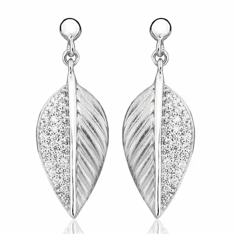 Store blad øreringe i sølv