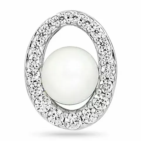 Elegant ovalt vedhæng i rhodineret sølv