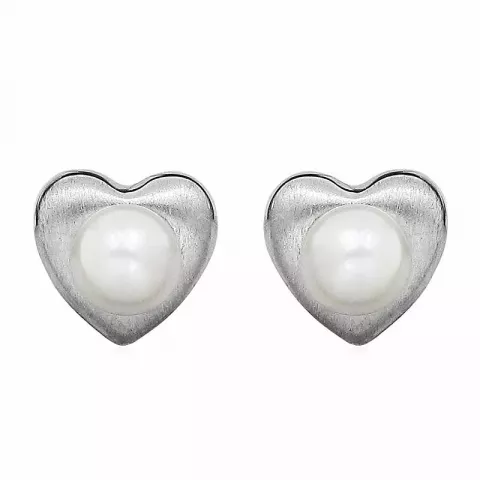 Matte hjerte øreringe i sølv