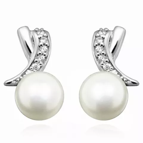 Perle øreringe i sølv