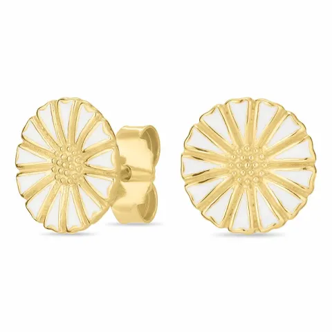 10 mm marguerit øreringe i forgyldt sølv