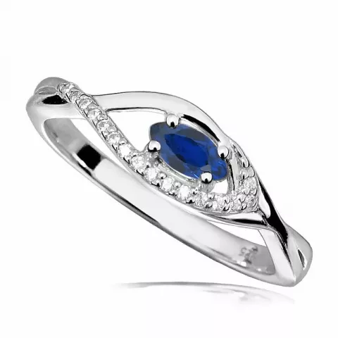 blå ring i rhodineret sølv