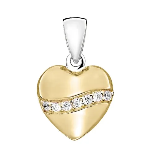 hjerte vedhæng i rhodineret sølv og forgyldt sølv