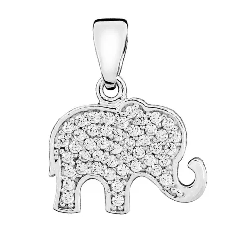 elefant zirkon vedhæng i rhodineret sølv
