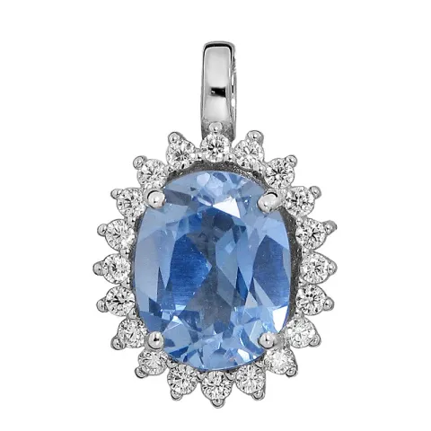 ovalt vedhæng i rhodineret sølv