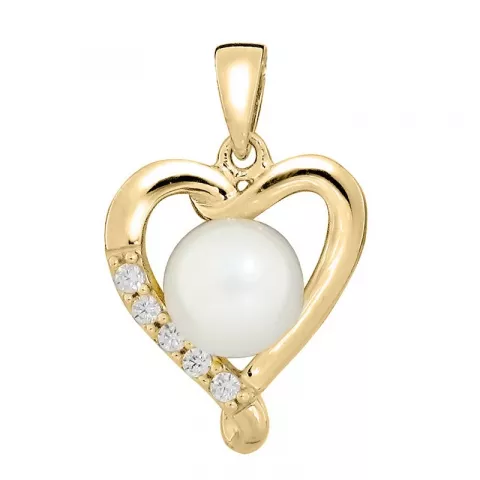 Elegant hjerte perle vedhæng i forgyldt sølv
