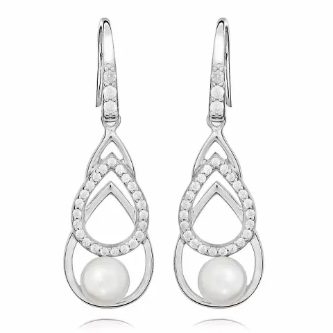 dråbe perle øreringe i rhodineret sølv