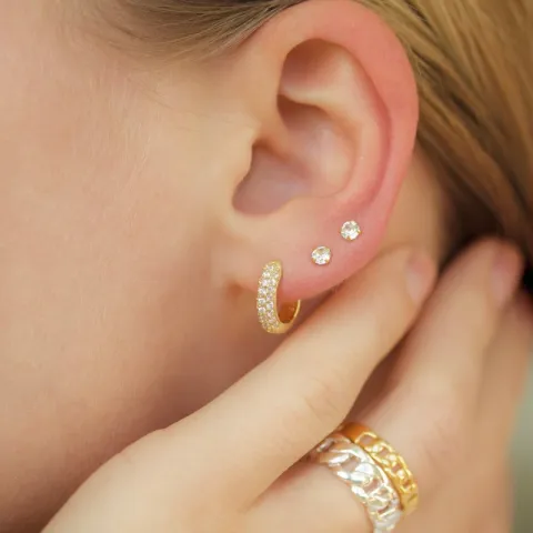 13,5 mm zirkon creoler i forgyldt sølv - Lumé Illume