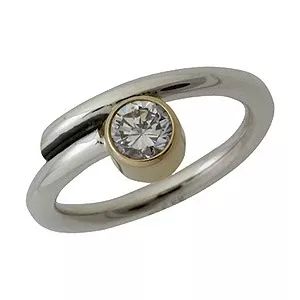 Elegant Randers Sølv ring i sølv med 14 karat guld hvid zirkon