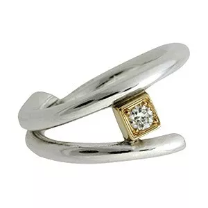 Randers Sølv ring i sølv med 14 karat guld hvid zirkon