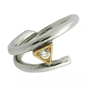 Smart Randers Sølv ring i sølv med 14 karat guld hvid zirkon
