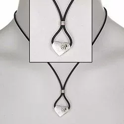 Randers Sølv hjerte vedhæng med halskæde i sølv og 14 karat guld med gummibånd