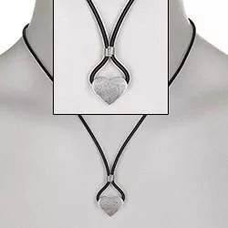 Randers Sølv hjerte vedhæng med halskæde i sølv med gummibånd