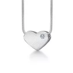Randers Sølv hjerte Halskæde med vedhæng i sølv hvid zirkon