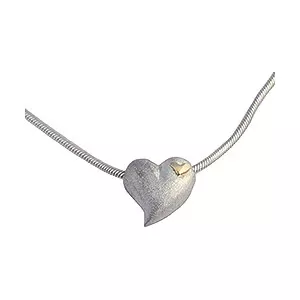 Randers Sølv hjerte vedhæng med halskæde i sølv med 14 karat guld