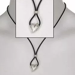 Randers Sølv hjerte vedhæng med halskæde i sølv og 14 karat guld med gummibånd