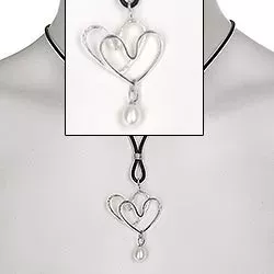 Randers Sølv hjerte vedhæng med halskæde i sølv med gummibånd