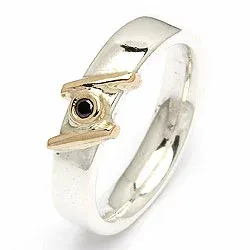 Vielsesring fra randers sølv i sølv og alm. guld 0,03 ct