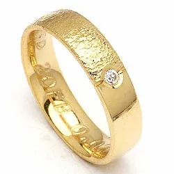 Vielsesring fra randers sølv i 14 karat guld 0,02 ct