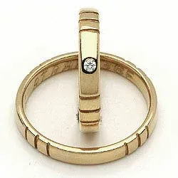 Vielsesringe fra randers sølv i 14 karat guld 0,02 ct