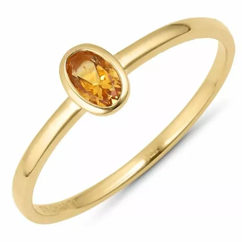 Yndig oval orange citrin ring i 9 karat guld