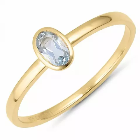 oval blå topas ring i 9 karat guld