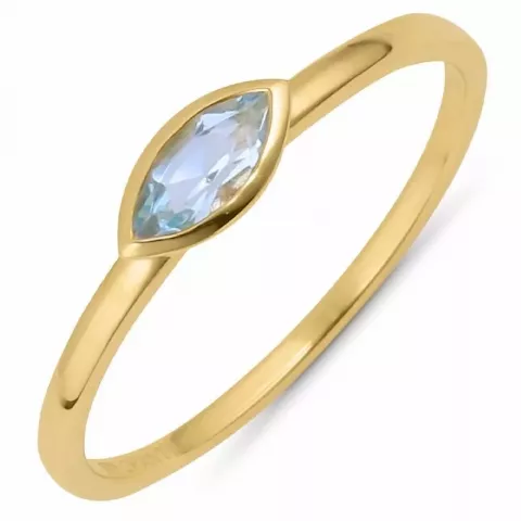 Yndig oval blå topas ring i 9 karat guld