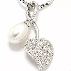 hvid perle vedhæng i sølv