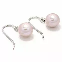 lyserøde perle øreringe i sølv