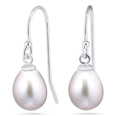 7-7,5 mm grå perleøreringe i rhodineret sølv