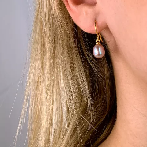 7-7,5 mm perle øreringe i forgyldt sølv