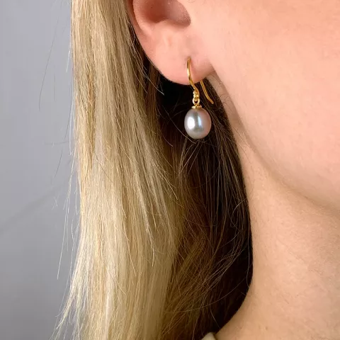 8-8,5 mm perle øreringe i forgyldt sølv