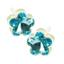 Blomdahl blomst øreringe i plastik blå krystal