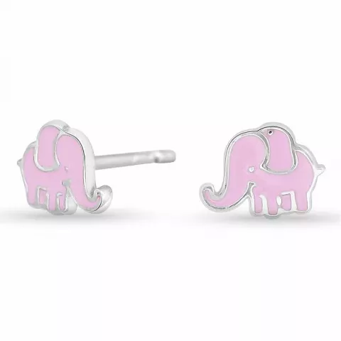 Nordahl Andersen elefant øreringe i rhodineret sølv lyserød emalje