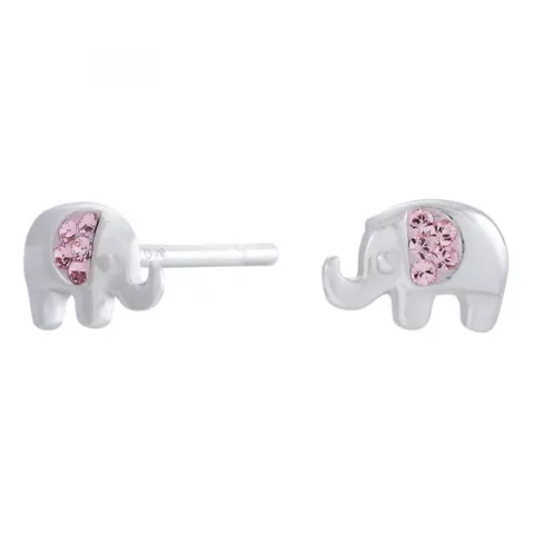 Nordahl Andersen elefant øreringe i rhodineret sølv lyserød zirkon