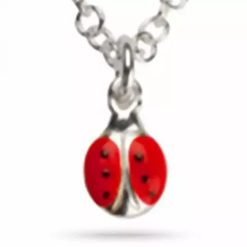 6 mm nordahl andersen mariehøne halskæde med vedhæng i sølv rød emalje sort emalje