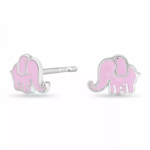 Nordahl Andersen elefant øreringe i rhodineret sølv lyserød emalje